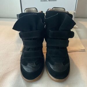 Isabel Marant Beckett Wedge Sneakers Black SZ 39